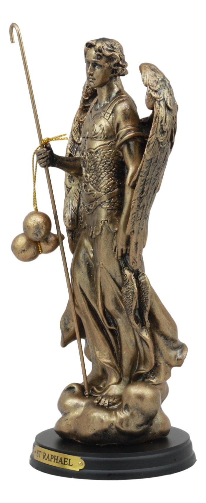 Ebros Gift 8.25"H Catholic Church Saint Archangel Raphael With Staff & Healing Oil Figurine