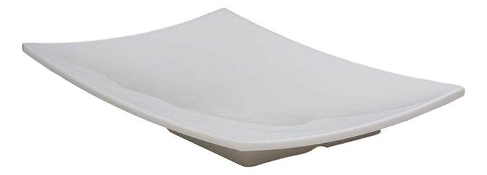 Ebros Gift 8.25"W White Melamine Curved Rectangular Sushi Serving Plates Platters Set Of 6
