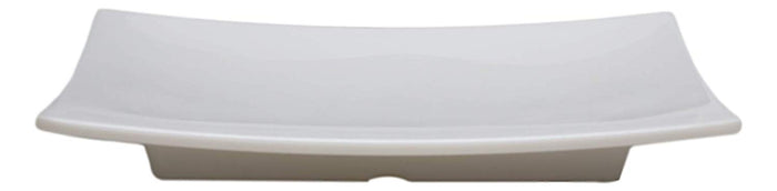 Ebros Gift 8.25"W White Melamine Curved Rectangular Sushi Serving Plates Platters Set Of 6