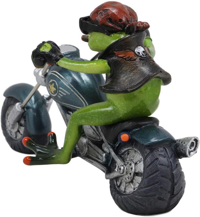 Ebros Gift 8.5"L Born To Ride Biker Frog Smoking Cigar On Blue Chopper Motorcycle Statue