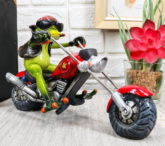 ebros gift 8.5"L Born To Ride Biker Frog Smoking Cigar On Red Chopper Motorcycle Statue