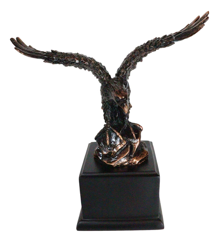 Ebros Gift 8" H King Of The Skies Patriotic Bald Eagle Landing On Rock Figurine With Base