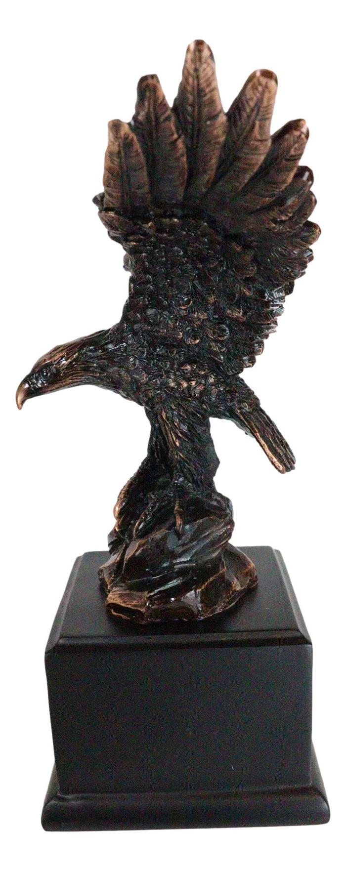 Ebros Gift 8" H King Of The Skies Patriotic Bald Eagle Landing On Rock Figurine With Base