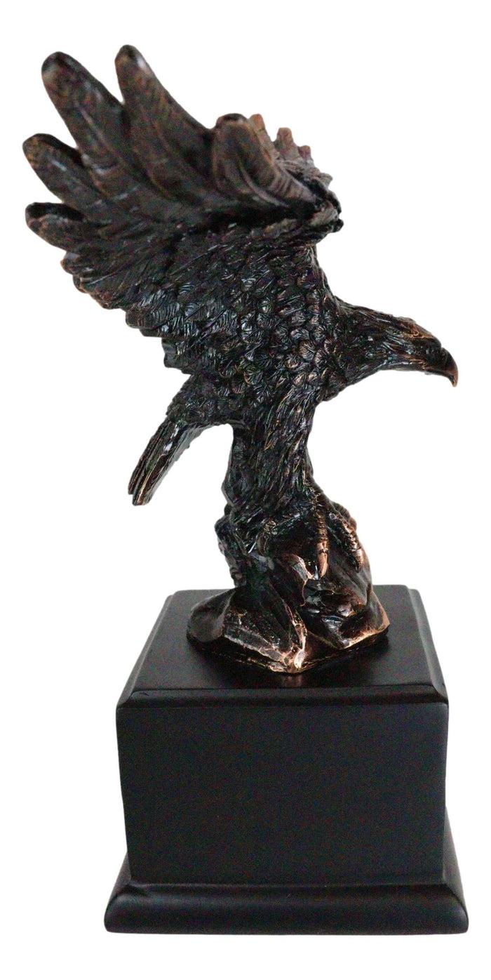Ebros Gift 8" H King Of The Skies Patriotic Bald Eagle Landing On Rock Figurine With Base