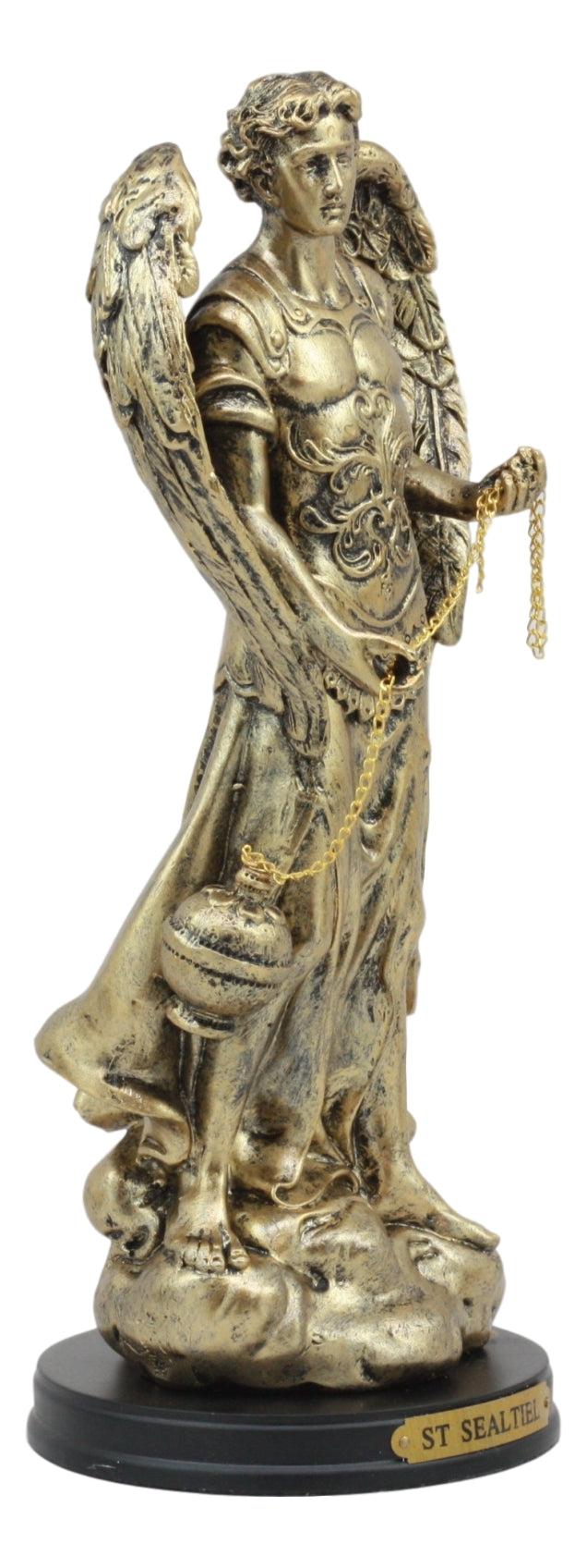Ebros Gift 8"H Saint Sealtiel Archangel Resn Figurine Salulation And Prayer Of God Catholic