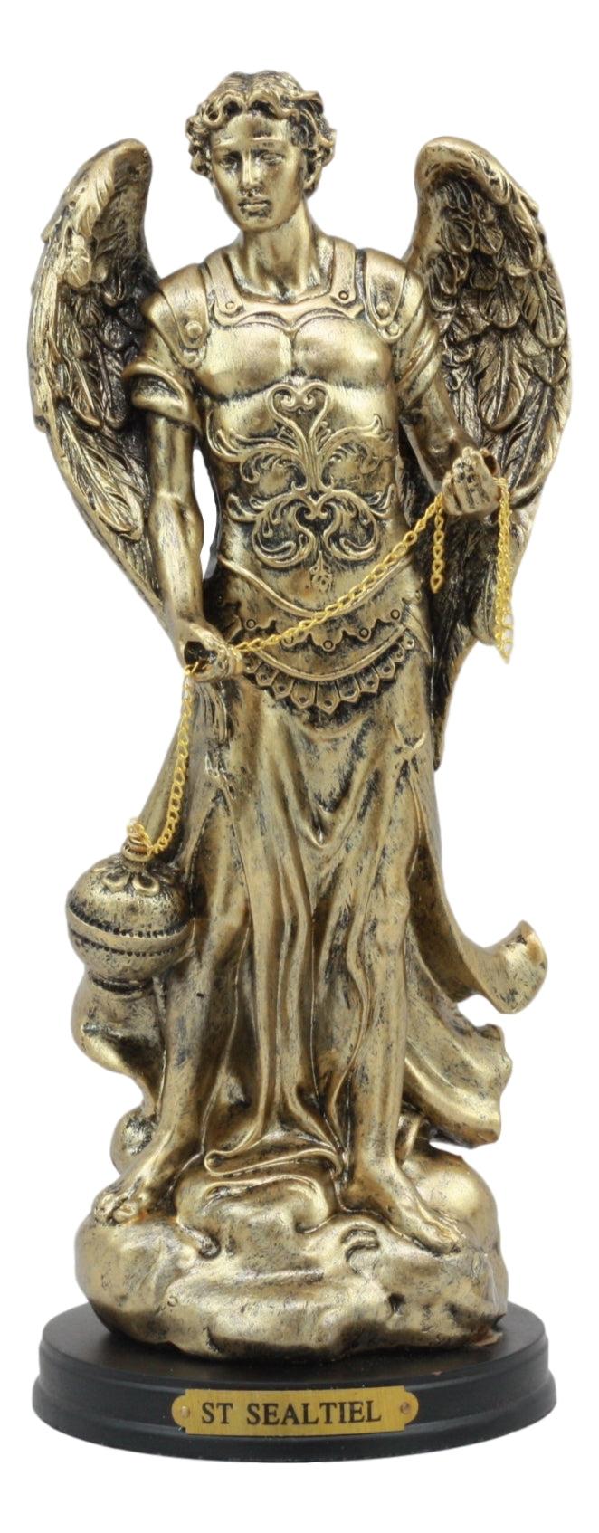 Ebros Gift 8"H Saint Sealtiel Archangel Resn Figurine Salulation And Prayer Of God Catholic