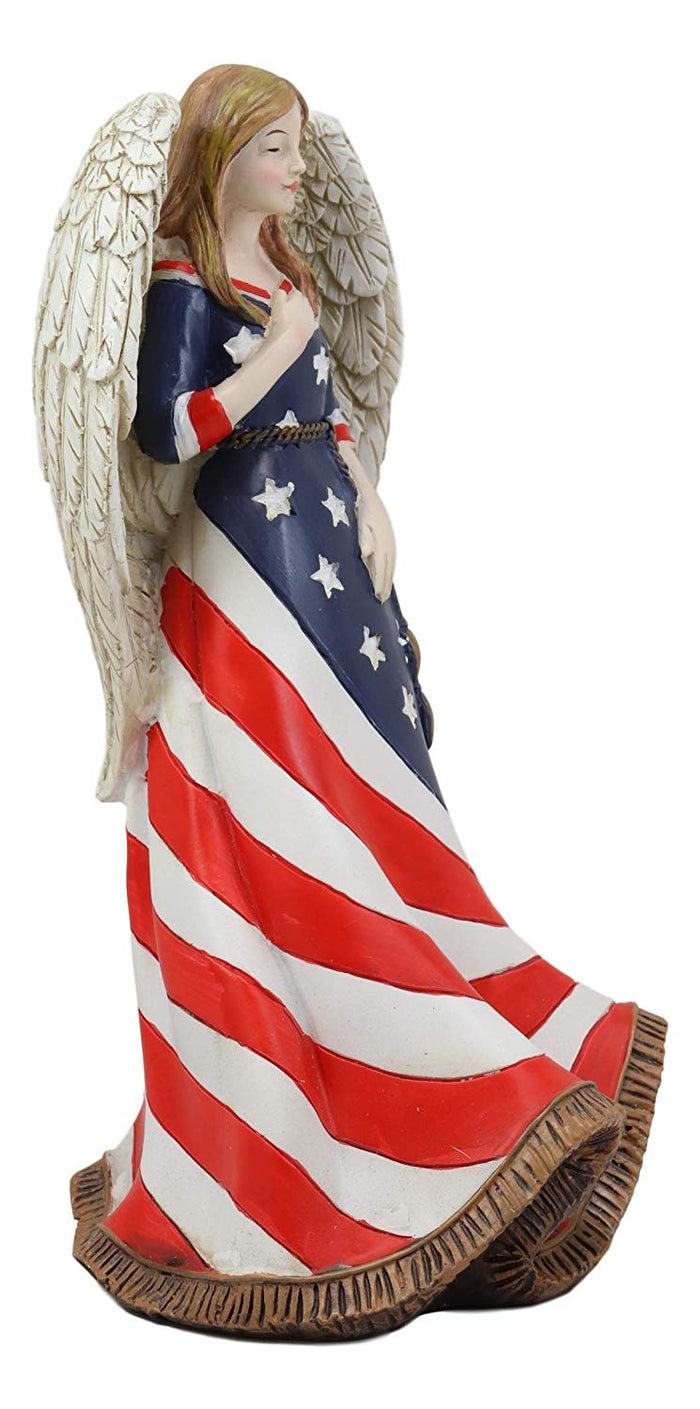 Ebros Gift 9.5"H God Bless America Beautiful USA Faith Angel In Pledge Of Allegiance Statue