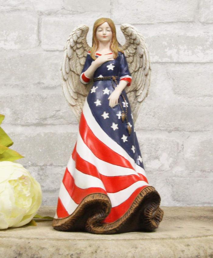 Ebros Gift 9.5"H God Bless America Beautiful USA Faith Angel In Pledge Of Allegiance Statue