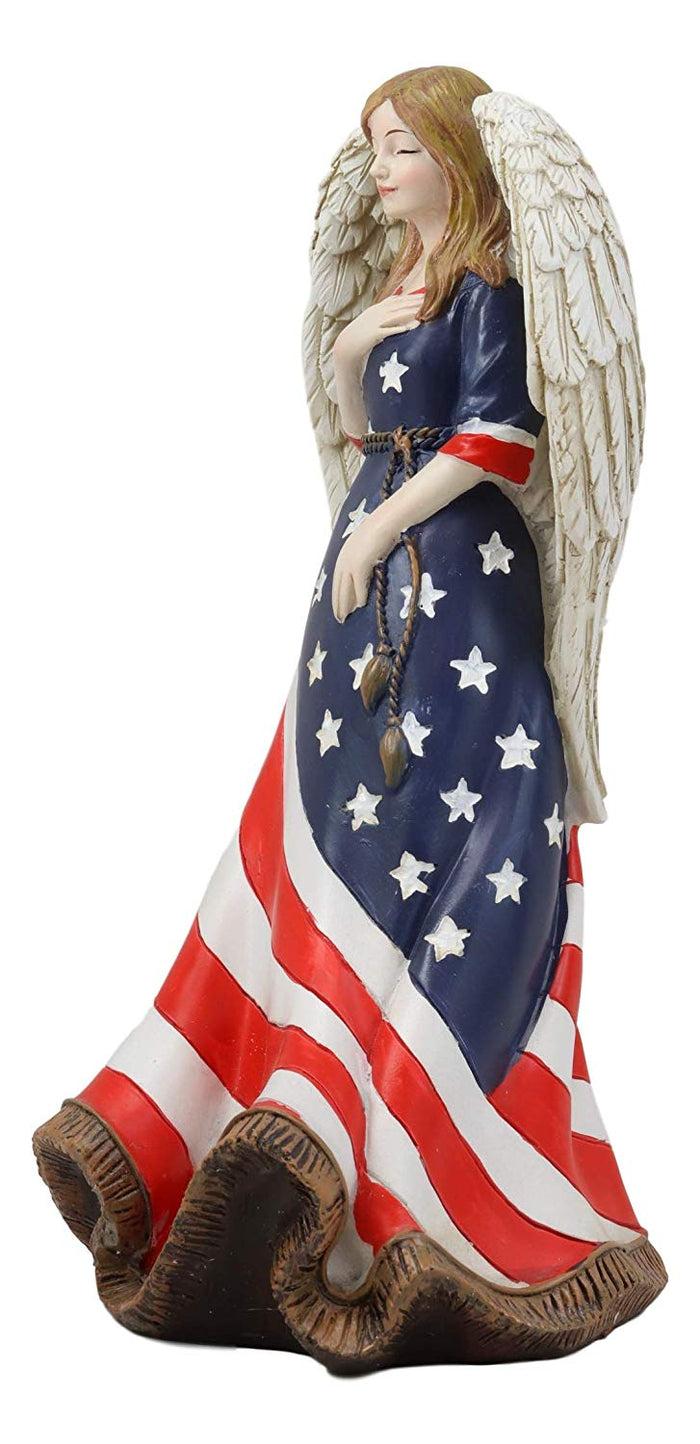 Ebros Gift 9.5"H God Bless America Beautiful USA Faith Angel In Pledge Of Allegiance Statue