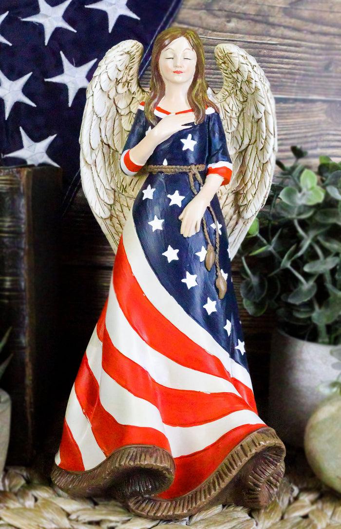 ebros gift 9.5"H God Bless America Beautiful USA Faith Angel In Pledge Of Allegiance Statue