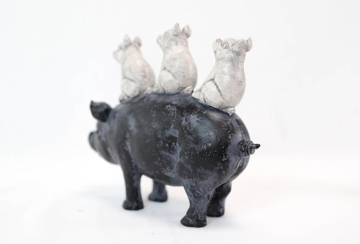 Ebros Gift 9.75"L Farm Barnyard Stacked Piglets On Pig Resin Figurine Statue