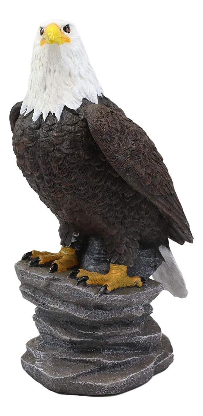Ebros Gift 9"H Realistic American Pride Majestic Bald Eagle Perching On Cliff Rock Statue