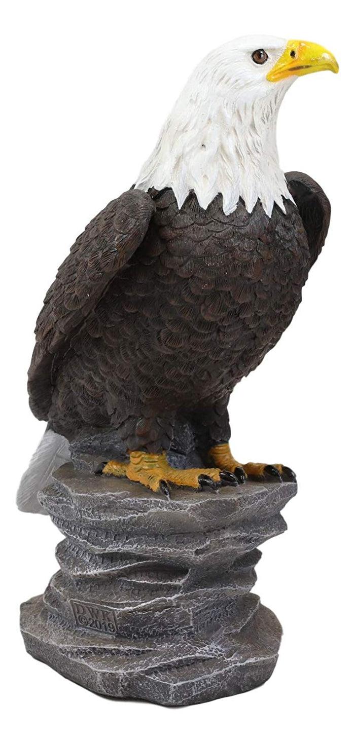 Ebros Gift 9"H Realistic American Pride Majestic Bald Eagle Perching On Cliff Rock Statue