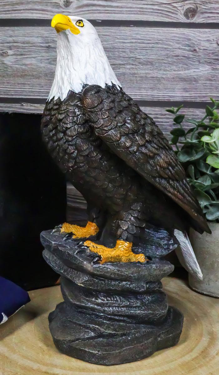 ebros gift 9"H Realistic American Pride Majestic Bald Eagle Perching On Cliff Rock Statue