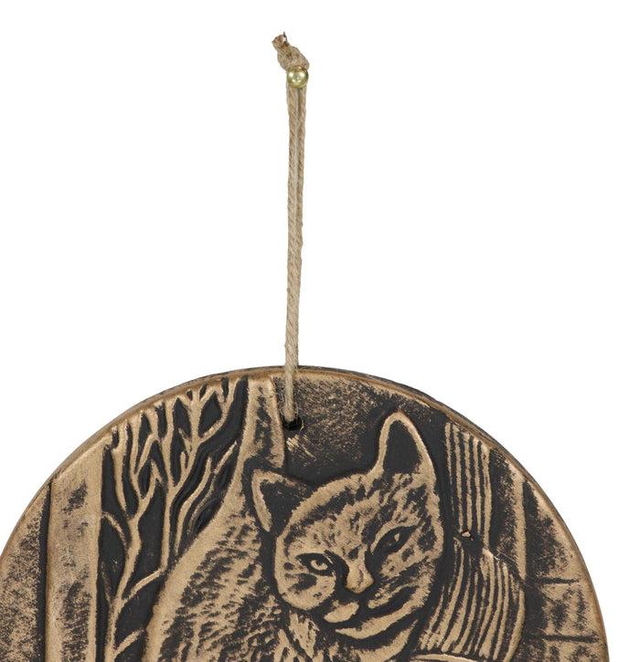 Ebros Gift A Brush With Magick Feline Cat With Broomstick Terracotta Medallion Wall Decor