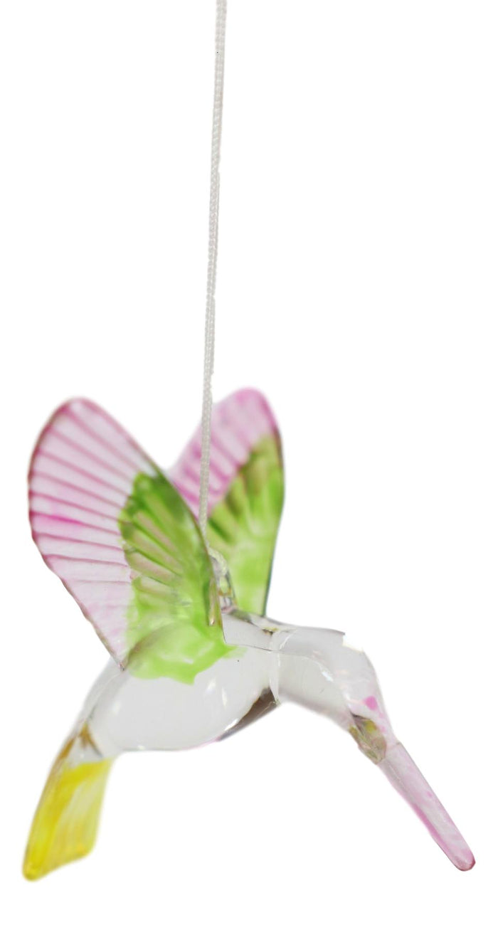 Ebros Gift Acrylic Colorful Flying Hummingbird Wind Chime 16" Tall With Aluminum Rods