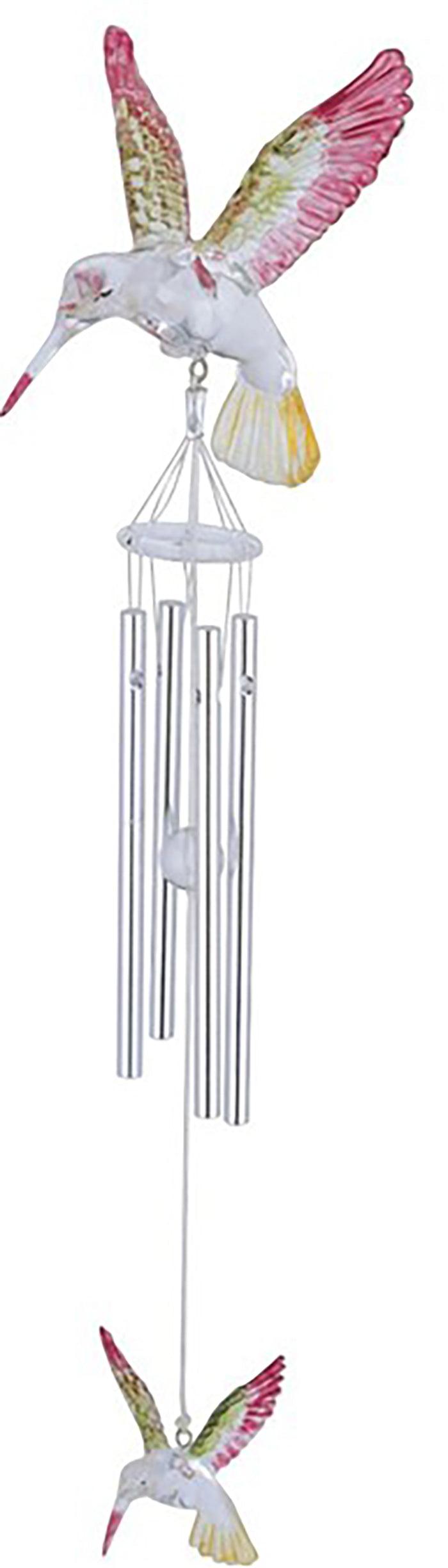 ebros gift Acrylic Colorful Flying Hummingbird Wind Chime 16" Tall with Aluminum Rods