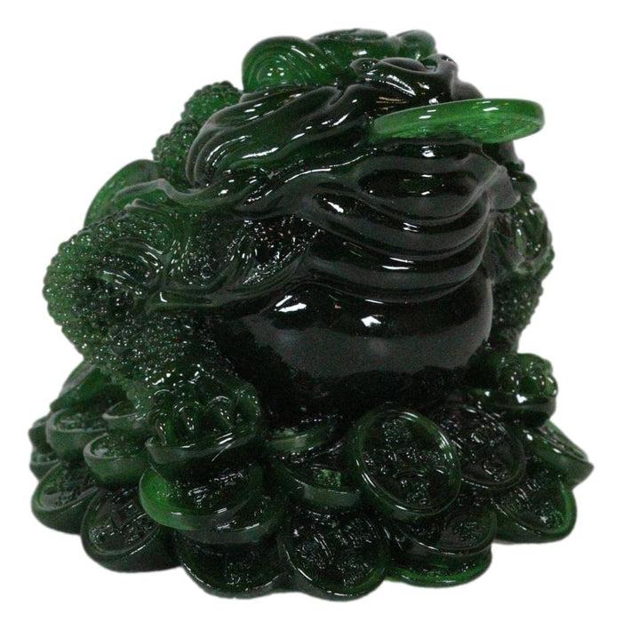 Ebros Gift Acrylic Jade Green Resin Feng Shui Jin Chan Fortune Money Frog Statue Figurine