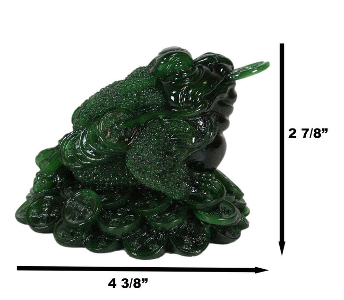 Ebros Gift Acrylic Jade Green Resin Feng Shui Jin Chan Fortune Money Frog Statue Figurine