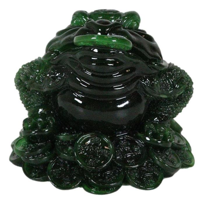 Ebros Gift Acrylic Jade Green Resin Feng Shui Jin Chan Fortune Money Frog Statue Figurine