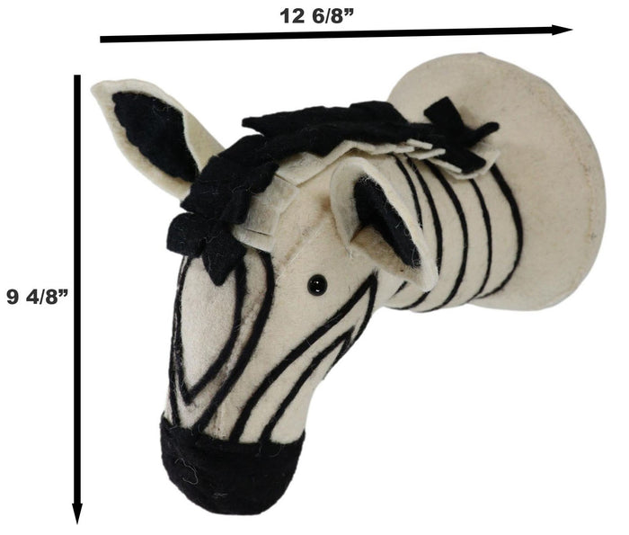 Ebros Gift Adorable Animal Safari Zebra Horse Head Whimsical Soft Plush Doll Wall Decor