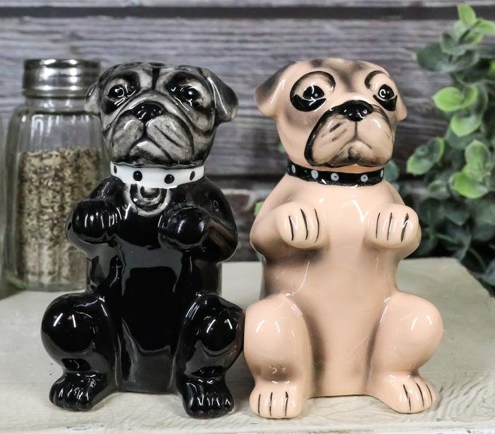 ebros gift Adorable Black And Tan Begging Love Puppy Pugs Dogs Salt And Pepper Shakers Set