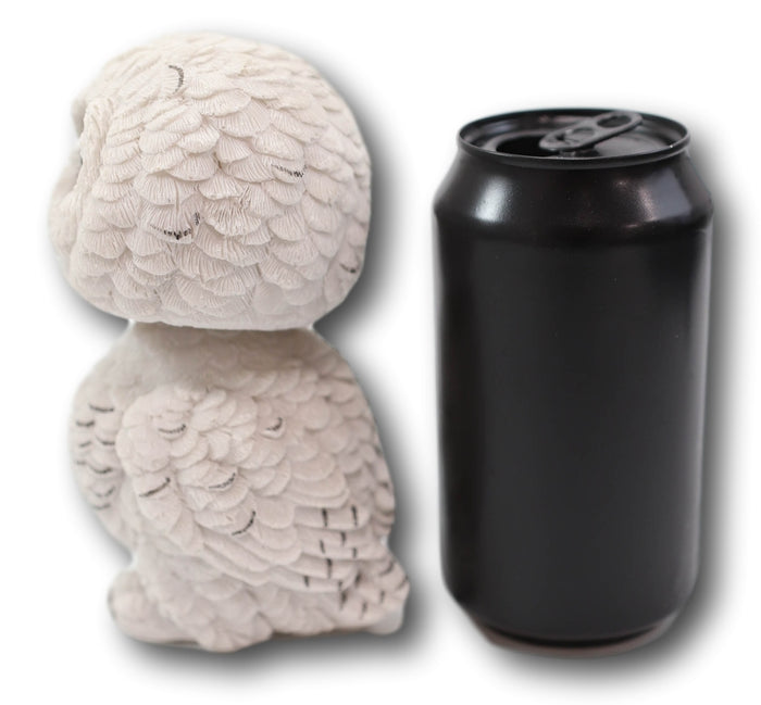 Ebros Gift Adorable Chibi Angry Snow White Owl Standing Bobblehead Figurine Bird Decor 6"H