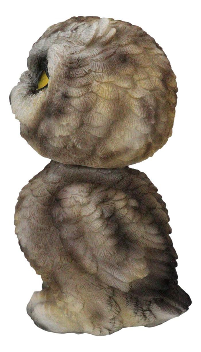 Ebros Gift Adorable Chibi Brown Great Horned Owl Standing Bobblehead Figurine Bird Decor