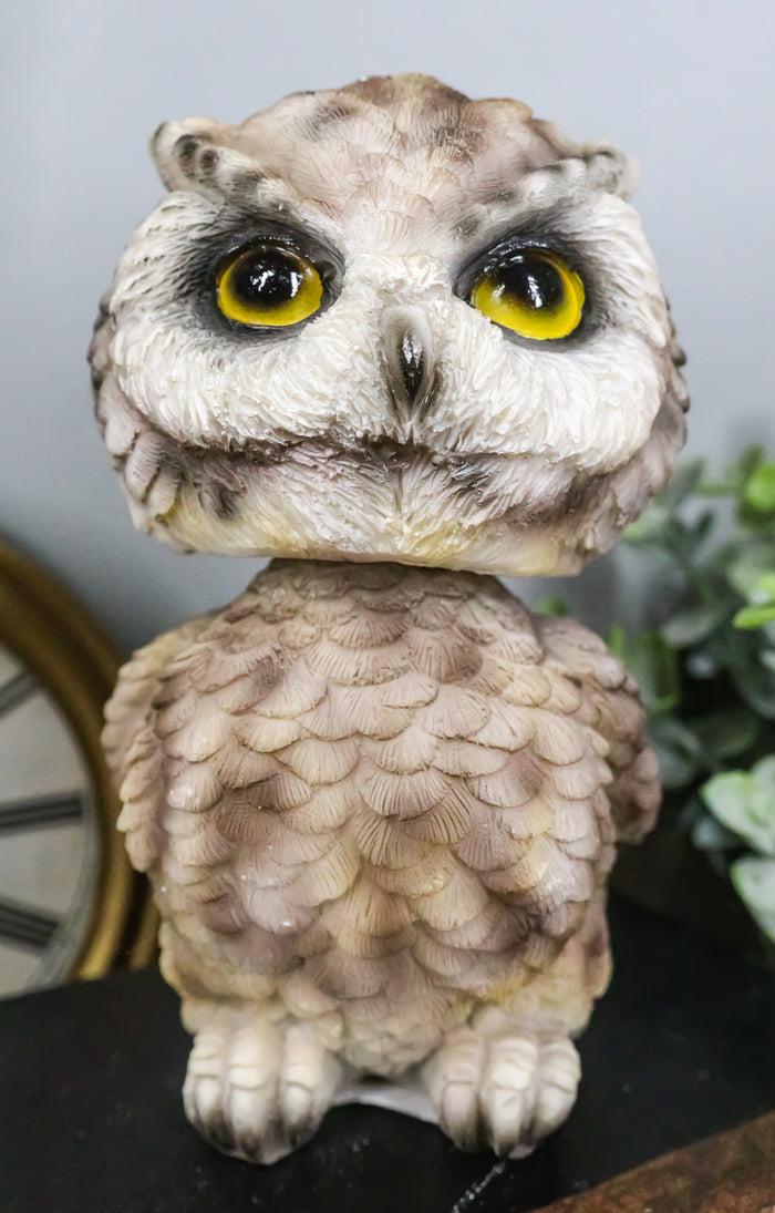 ebros gift Adorable Chibi Brown Great Horned Owl Standing Bobblehead Figurine Bird Decor
