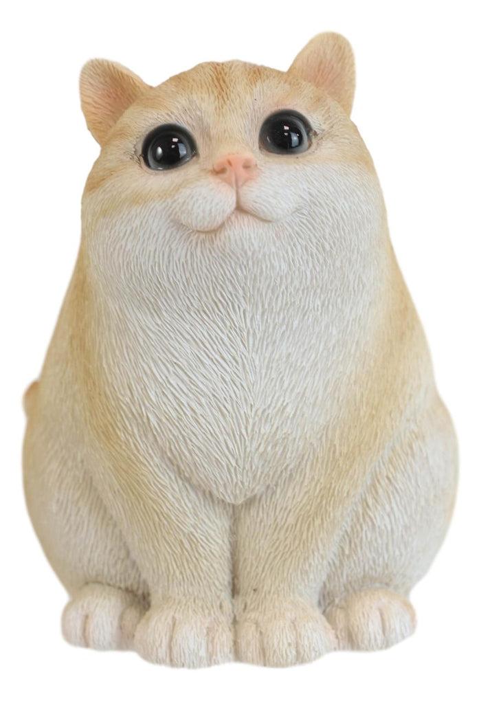 Ebros Gift Adorable Feline Tabby Striped Fat Cat Kitten Figurine 4"H Miniature Lucky Cats