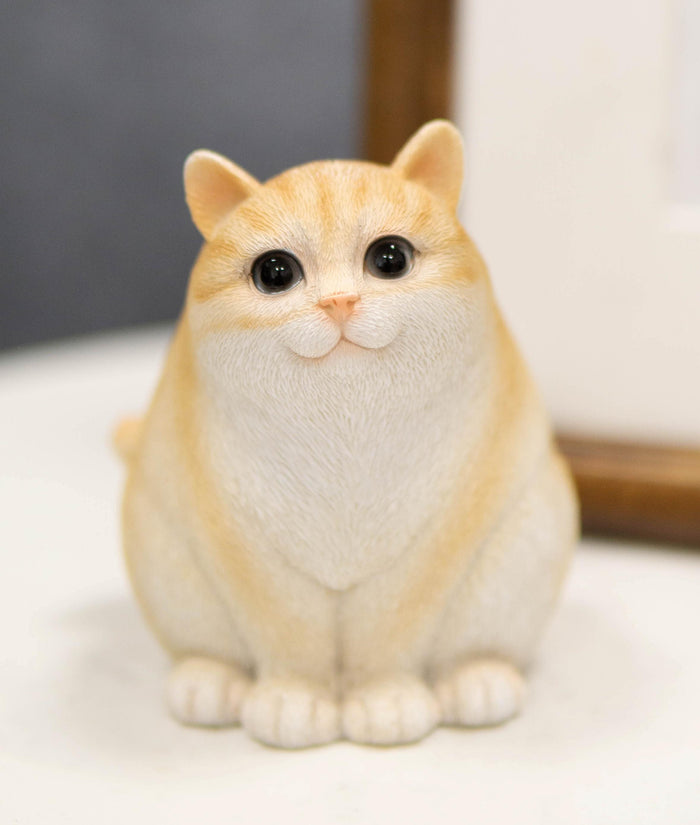 ebros gift Adorable Feline Tabby Striped Fat Cat Kitten Figurine 4"H Miniature Lucky Cats