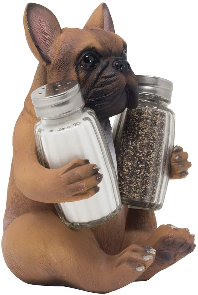 Ebros Gift Adorable French Bulldog Hugging Spices Salt Pepper Shaker Holder Figurine By Gifts & Decors