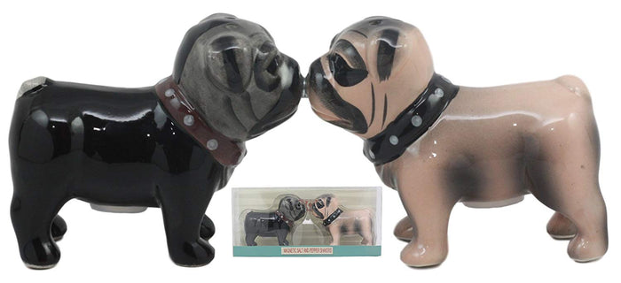 Ebros Gift Adorable Kissing Love Pugs Decorative Ceramic Salt And Pepper Shakers Figurines