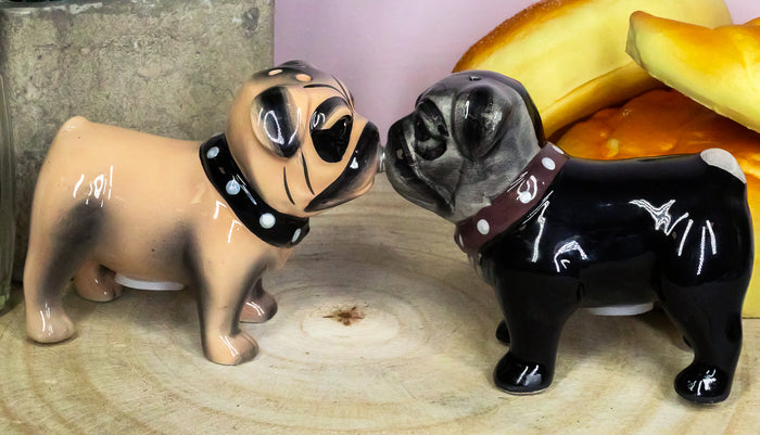 ebros gift Adorable Kissing Love Pugs Decorative Ceramic Salt And Pepper Shakers Figurines