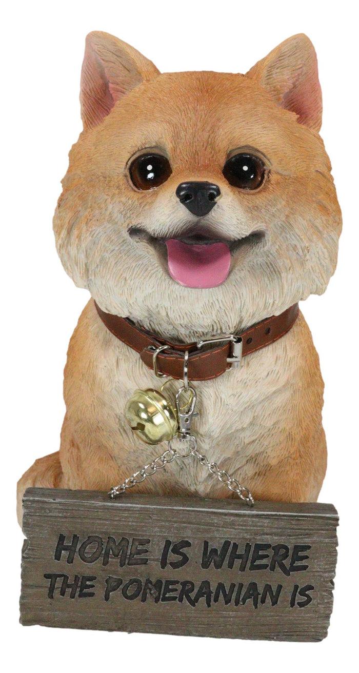 Ebros Gift Adorable Pet Pal Pomeranian Puppy Dog With Jingle Collar And Plank Sign Statue