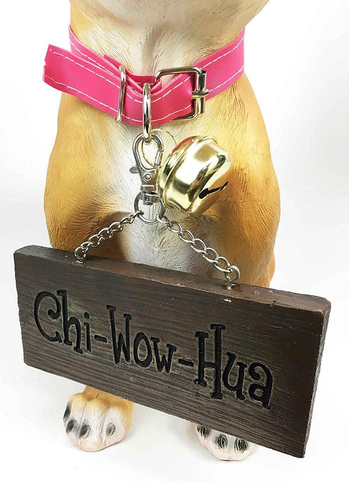 Ebros Gift Adorable Pink Ribbon Teacup Chihuahua Dog Large Figurine W/ Welcome Sign Statue