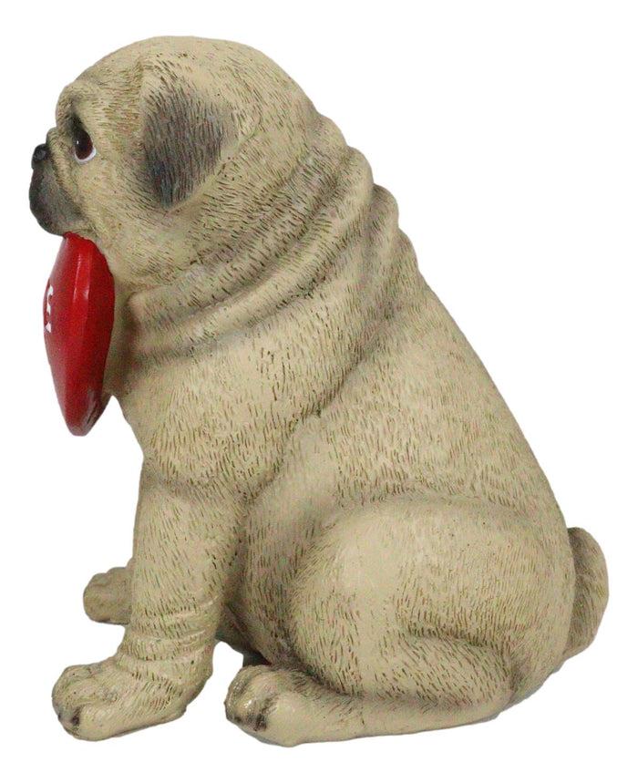 Ebros Gift Adorable Pug Puppy Dog With Big Red Heart I Love You Sign Decorative Figurine
