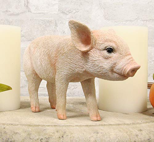 ebros gift Adorable Realistic Animal Farm Babe Piglet Pig Statue 8"L Rustic Country Pigs