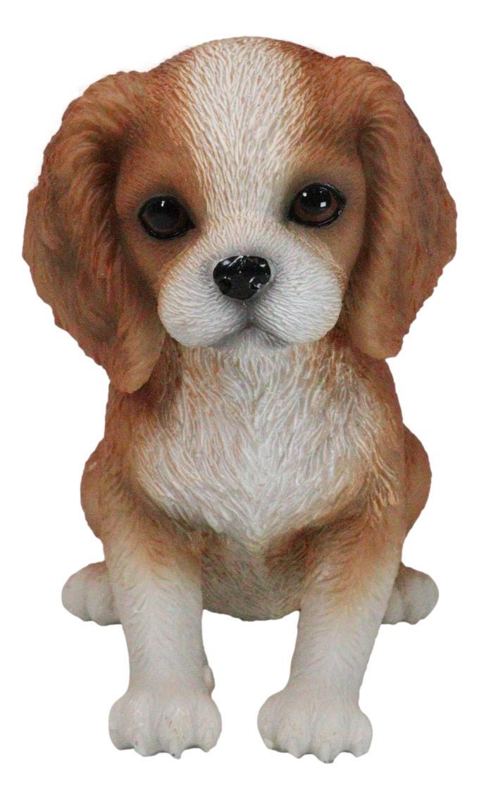 ebros gift Adorable Tricolor Cavalier King Charles Spaniel Puppy Dog Breed Figurine 6"L