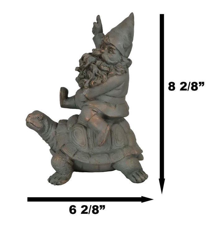 Ebros Gift Adventurous Mr Gnome Sitting On Wild Rodeo Giant Tortoise Garden Figurine Decor