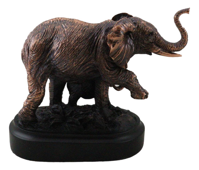 Ebros Gift African Safari Bush Elephant Mother With Calf On Jungle March Figurine With Base