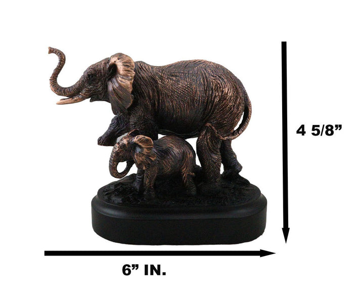 Ebros Gift African Safari Bush Elephant Mother With Calf On Jungle March Figurine With Base