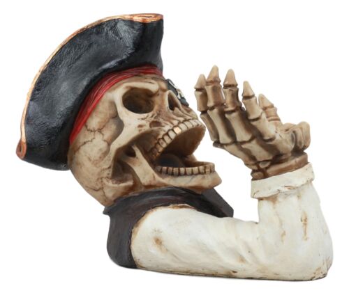 Ebros Gift Ahoy Bootleg Rum Gold Tooth Pirate Captain Hook Skeleton Wine Holder Figurine