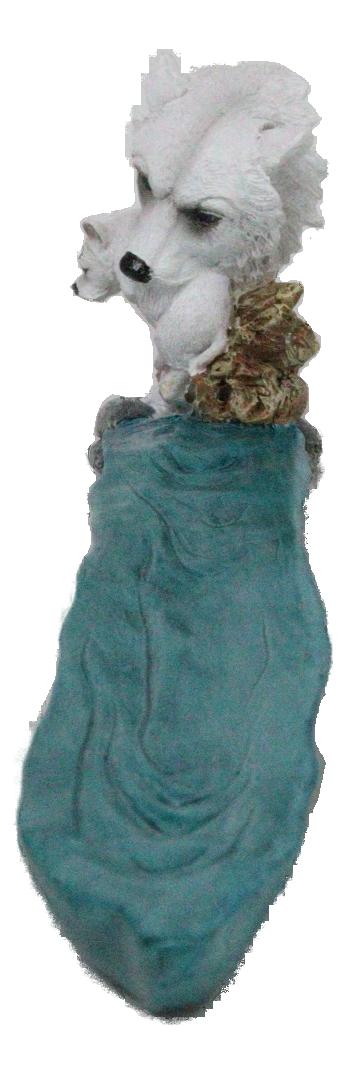 Ebros Gift Albino Arctic Snow White Wolf Mother With Baby Pup Incense Burner Figurine