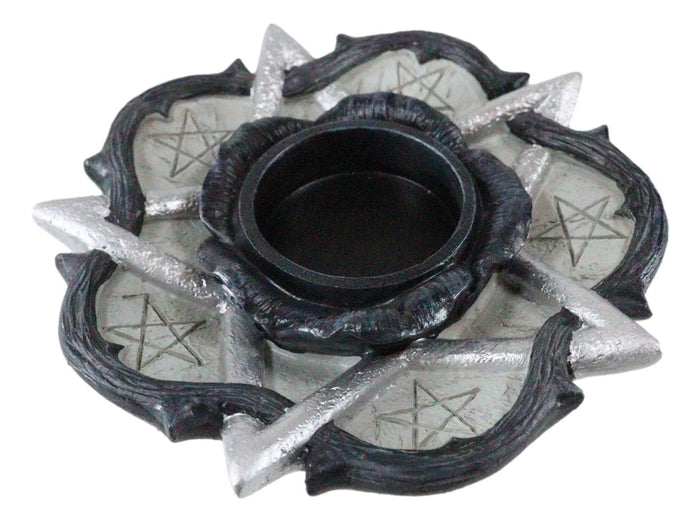 Ebros Gift Alchemy Rose Of Otralanus Gothic Pentagram Stars Tea Light Votive Candle Holder