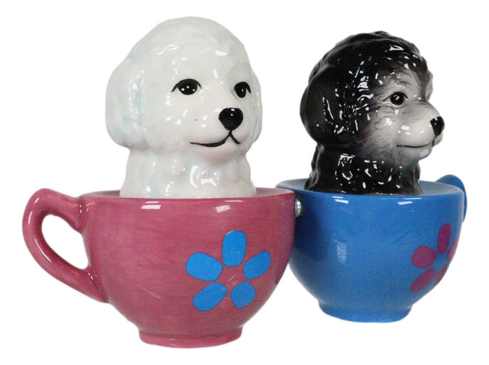 Ebros Gift Aldorable Maltese Puppies In Tea Cup Salt And Pepper Shaker Set Cute Dog Puppy