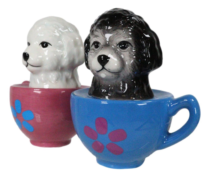 Ebros Gift Aldorable Maltese Puppies In Tea Cup Salt And Pepper Shaker Set Cute Dog Puppy