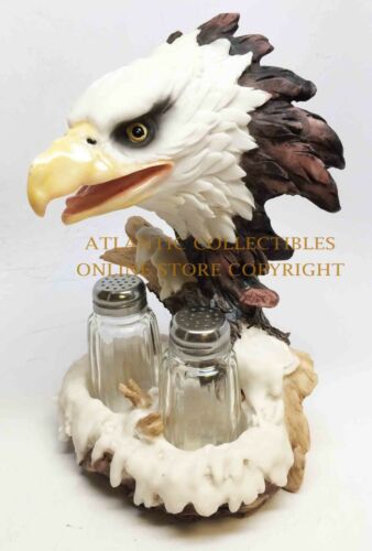 Ebros Gift American Bald Eagle And Nest Salt And Pepper Shakers Holder Set Home Decor