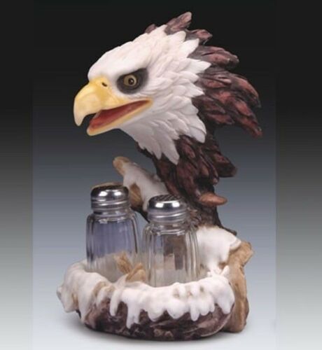 ebros gift American Bald Eagle And Nest Salt And Pepper Shakers Holder Set Home Decor