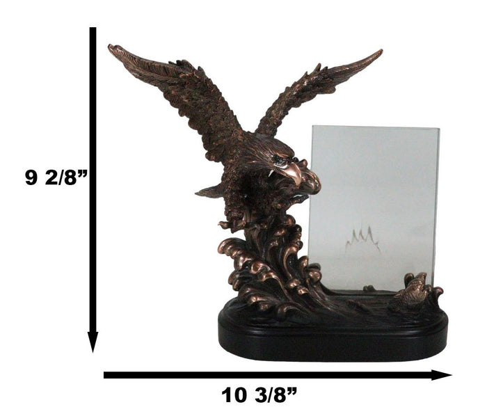 Ebros Gift American Bald Eagle Catching Fish In Water Picture Frame Bronzed Resin Figurine